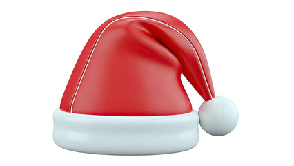 Red and white Santa hat with fluffy trim and pom-pom