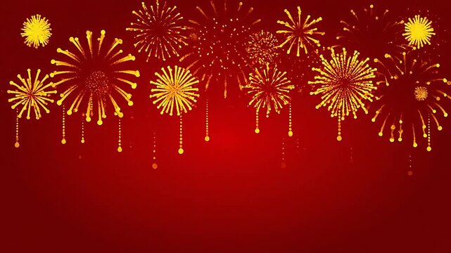 Stylized vector fireworks border with copy space for Chinese New Year greetings