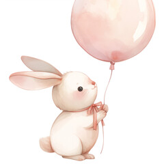 Naklejka premium バルーンに乗って夢の空へ、ほのぼの優しい気持ちになれるハッピーイラスト｜癒しの世界にぴったりの素材