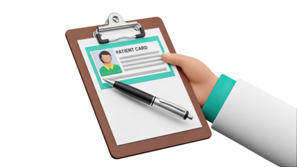 Doctor Holding Patient Card with Pen