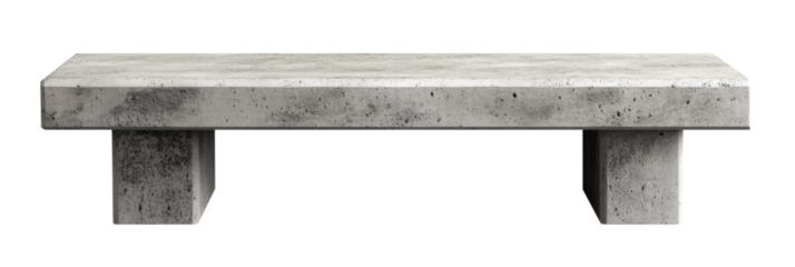 Sleek modern concrete bench against black background for interior design