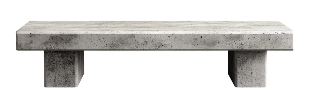 Sleek modern concrete bench against black background for interior design