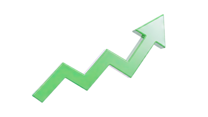 Green upward trending arrow graph