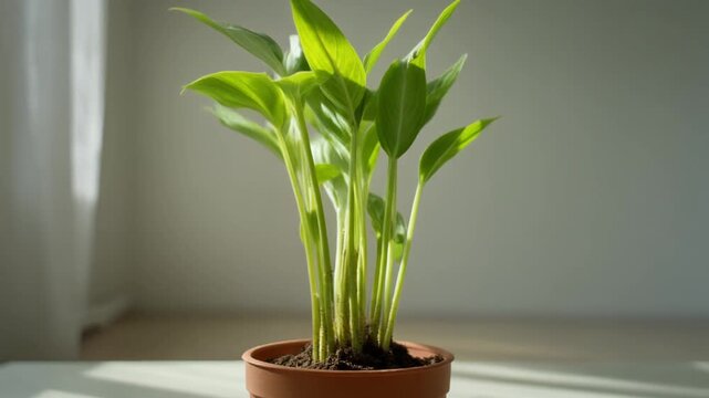 観葉植物が育つ成長タイムラプス動画