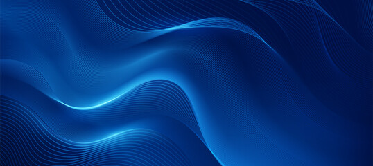Abstract Modern Technology Background with Glowing Blue Curved Lines