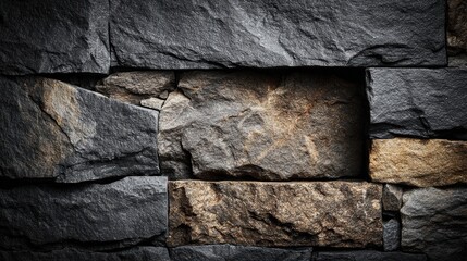 Fototapeta premium Layered stone creates a strong background that symbolizes strength and durability in structures, showcasing the use of natural materials.