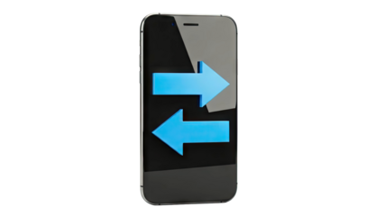 Smartphone with Blue Arrows Indicating Data Transfer