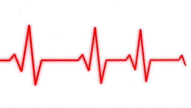 Red Heartbeat Line on White Background.