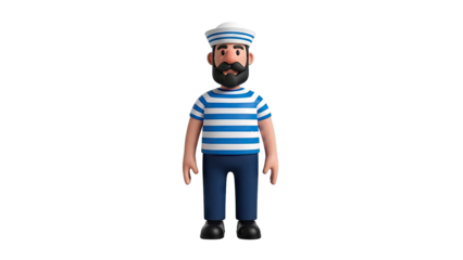 Cartoon Sailor Character with Beard