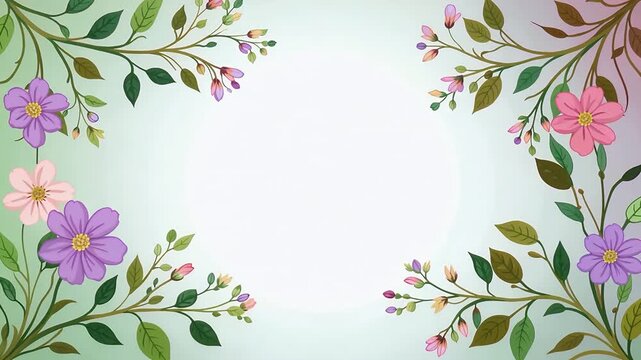 Floral Corner Border Frames With Colorful Flowers.