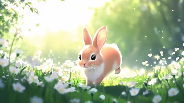 Easter. Spring. Holiday theme. cute rabbit digital art video stock.