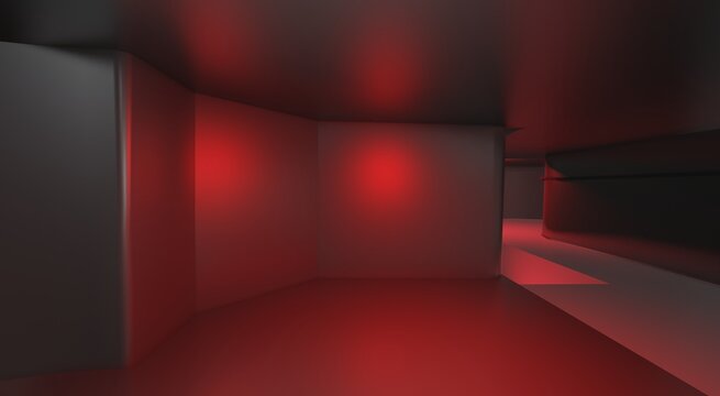 liminal space backroom industrial empty space 3d render illustration