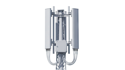 Modern Cell Tower Antenna with White Background