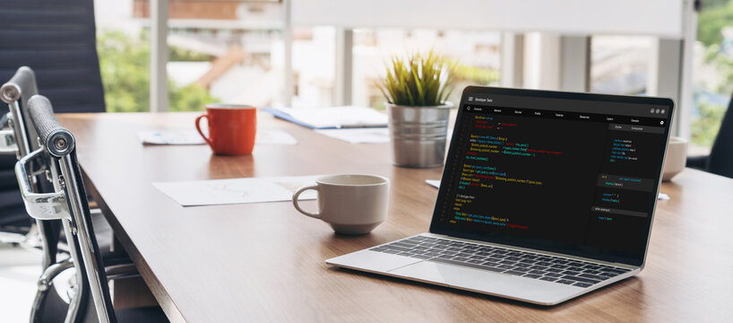 Software development programming on computer screen for modish application and program coding - Powered by Adobe
