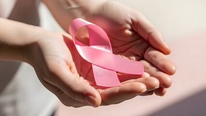 Close up of bride and groom hands with the woman holding a pink rose and showing beautiful manicured nails
