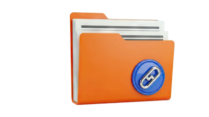 Orange Folder with Link Icon and Documents