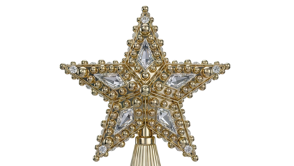 Ornate Gold Star Christmas Tree Topper with Diamonds