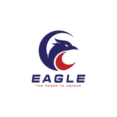 Obraz premium Eagle logo. Bird mascot symbol. Flying eagle vector illustration. Sports branding concept. Predator animal emblem. Powerful wing graphic. Modern eagle mascot logo vector design featuring fierce bird