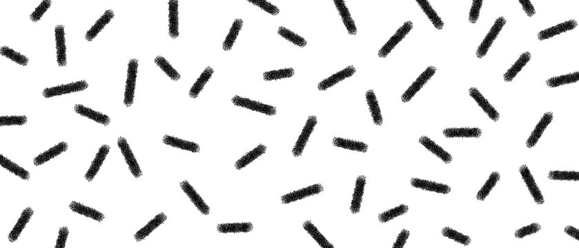 Scattered small dash pattern. Seamless black sprinkle illustration background. Dashes sprinkle vector background.