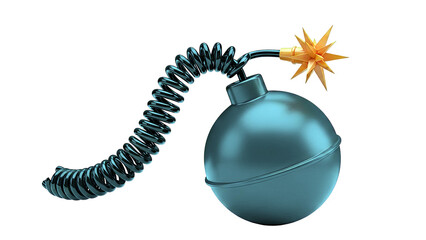 Cartoon Bomb with Burning Fuse