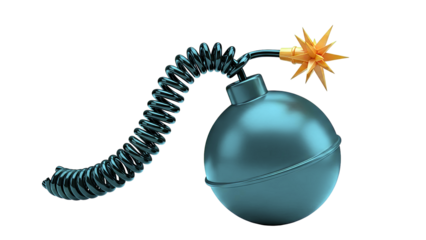 Cartoon Bomb with Burning Fuse