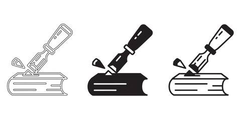 Obraz premium Wood Chisel Carving Book for Carpentry and Woodworking Craft Icon 