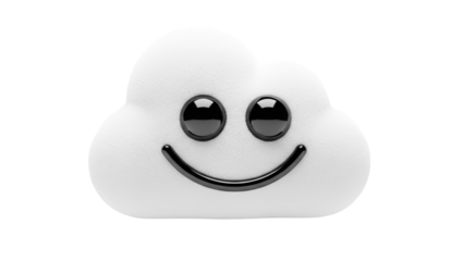 Happy Cloud Character with Shiny Black Eyes and Smile