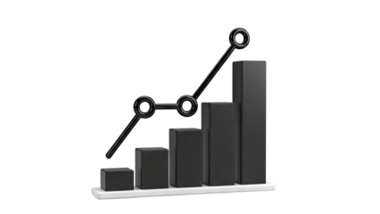 3D Bar Graph with Upward Trend Line