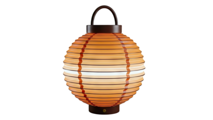 Orange Spherical Lantern with Dark Brown Accents