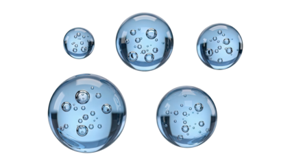 Clear blue spheres with tiny bubbles