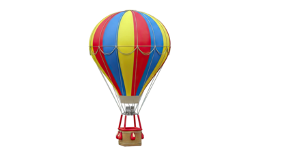 Colorful Hot Air Balloon with Basket