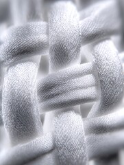 Extreme close up macro photograph reveals the intricate woven texture and microscopic fibers of a clean white textile material showing crosshatch pattern detail.