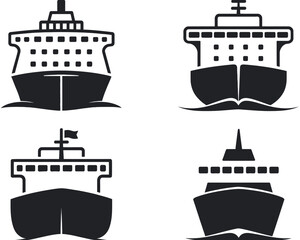 Obraz premium A collection of black and white illustrations of different cruise ships on a white background