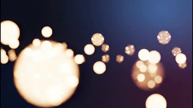 Abstract soft bokeh lights on a deep blue background creating a magical and dreamy atmosphere
