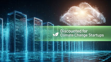 Futuristic Server Room with Cloud Computing and Green Climate Change Initiative