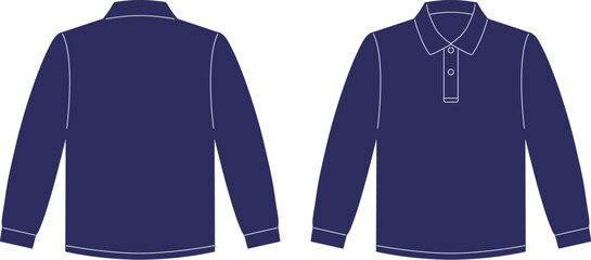 ポロシャツ　長袖　紺　ネイビー　青