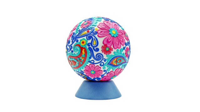Ornate Floral Egg on Blue Stand - Powered by Adobe