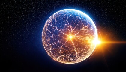 Obraz premium Glowing Energy Sphere in Space - A Captivating Abstract Illustration.
