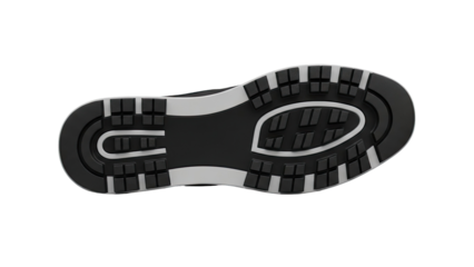 Black and white shoe sole with tread pattern