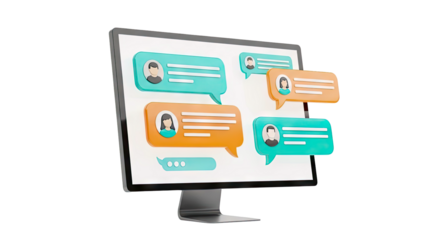 Computer Screen Displaying Chat Bubbles with Avatars