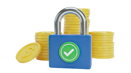 Secure Lock and Coins Icon