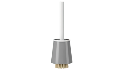 Modern Gray Toilet Brush with White Handle and Holder