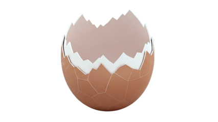 Cracked Eggshell on White Background