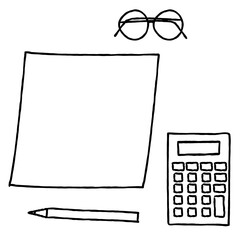 手描き風の文房具とデスク小物セット