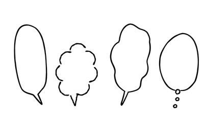 縦型の手描きの吹き出しセット