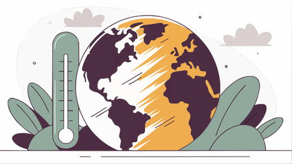 Obraz premium Illustration of the Earth with a thermometer for climate change and environmental awareness themes