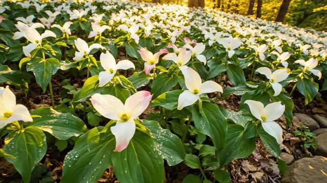 Dogwood Flowers Blooming in Forest Under Sunlight