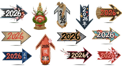 Collection of 2026 new year celebration icons and symbols