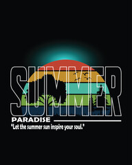 vector illustration of Summer Paradise Sunset Landscape