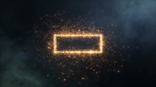 Logo placeholder forming from glowing particles explosion dynamic branding reveal cinematic motion background